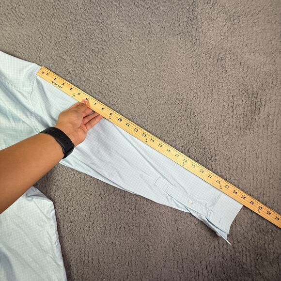 Ministry of Supply Shirt Mens L Blue Plaid Performance Button Slim Fit Stretch - Picture 10 of 11